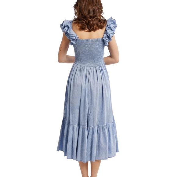 NEW Mille Olympia Dress. Chambray polka dot. M. NWT. - Picture 5 of 10